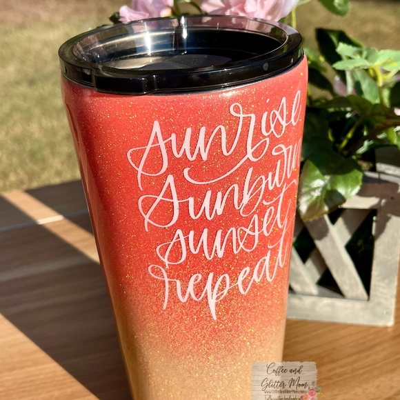 Sunrise Sunburn Sunset Repeat 16oz Slim Pint Handmade Unique One Of A Kind Straw - Picture 3 of 13